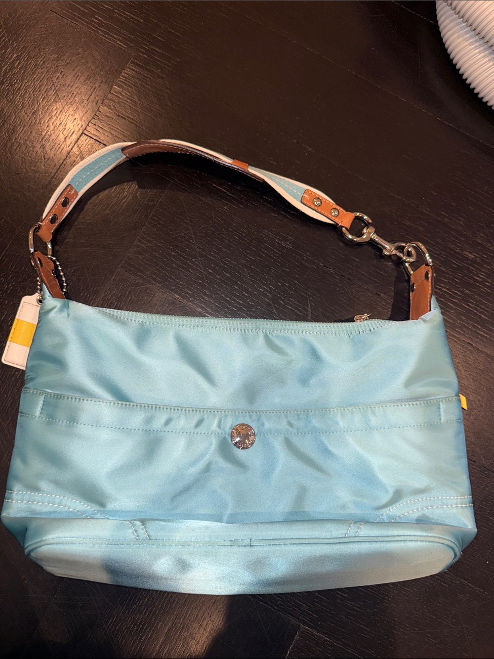 Coach 2008 Hamptons satin Light Blue Shoulder Bag